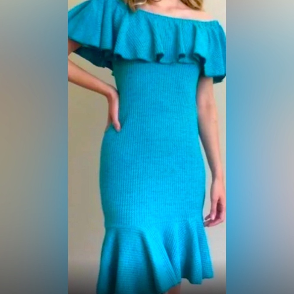 LulaRoe CiCi MIDI Dress Size 2X turquoise blue